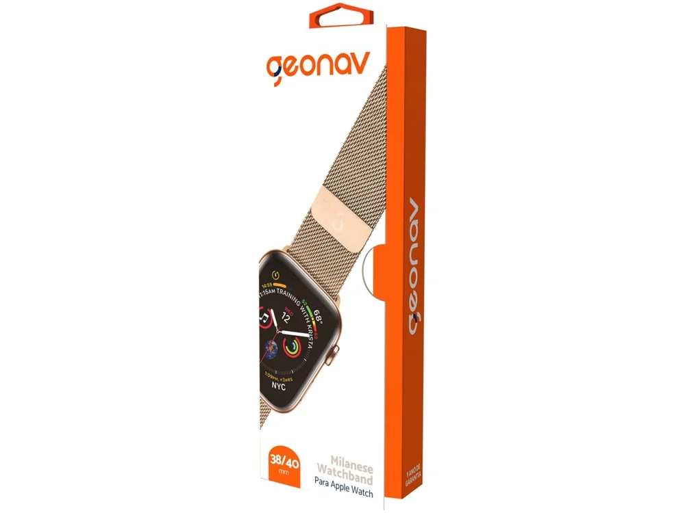 Imagem 2 de 3 do produto Pulseira Para Apple Watch Milanese 38/40mm Wbm40gd Geonav Aço Inoxidáve - Dourada