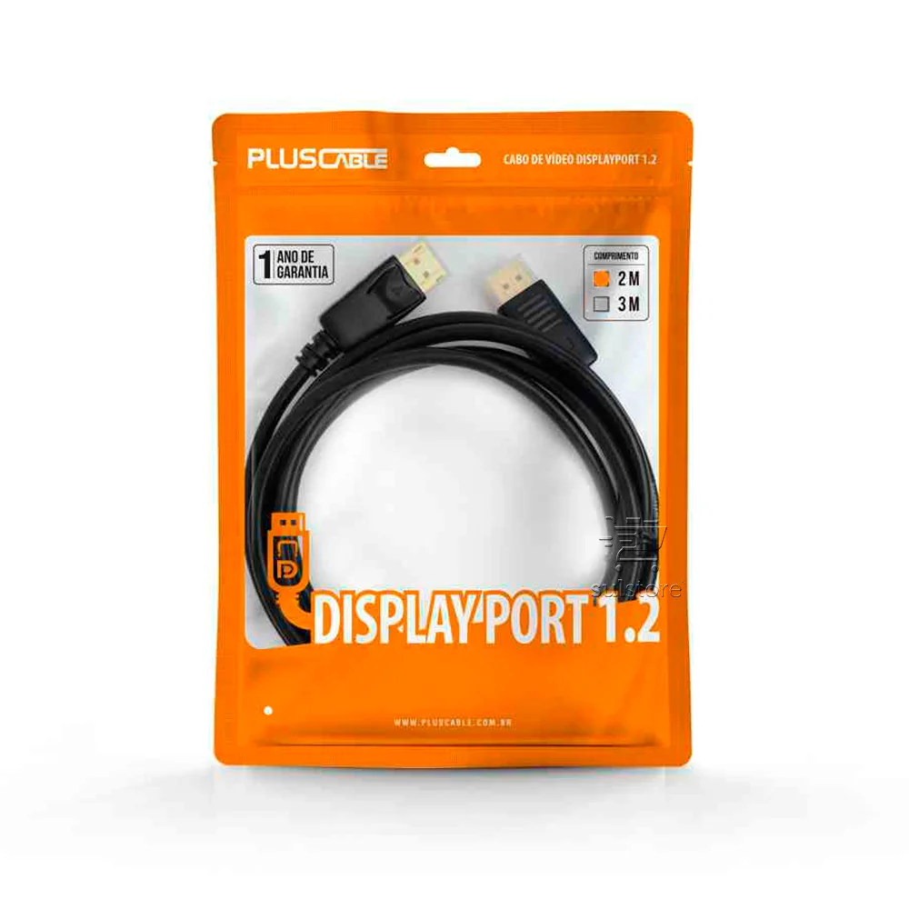 Imagem 3 de 5 do produto Cabo Displayport Plus Cable 2 Metros Macho X Macho 4k Ultra Hd Áudio E Vídeo Dp1220