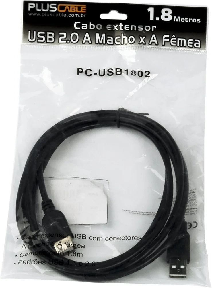 Imagem 5 de 5 do produto Cabo Extensor Plus Cable Pc-usb1802, USB 2.0, 1.8 Metros,A-M - A-F