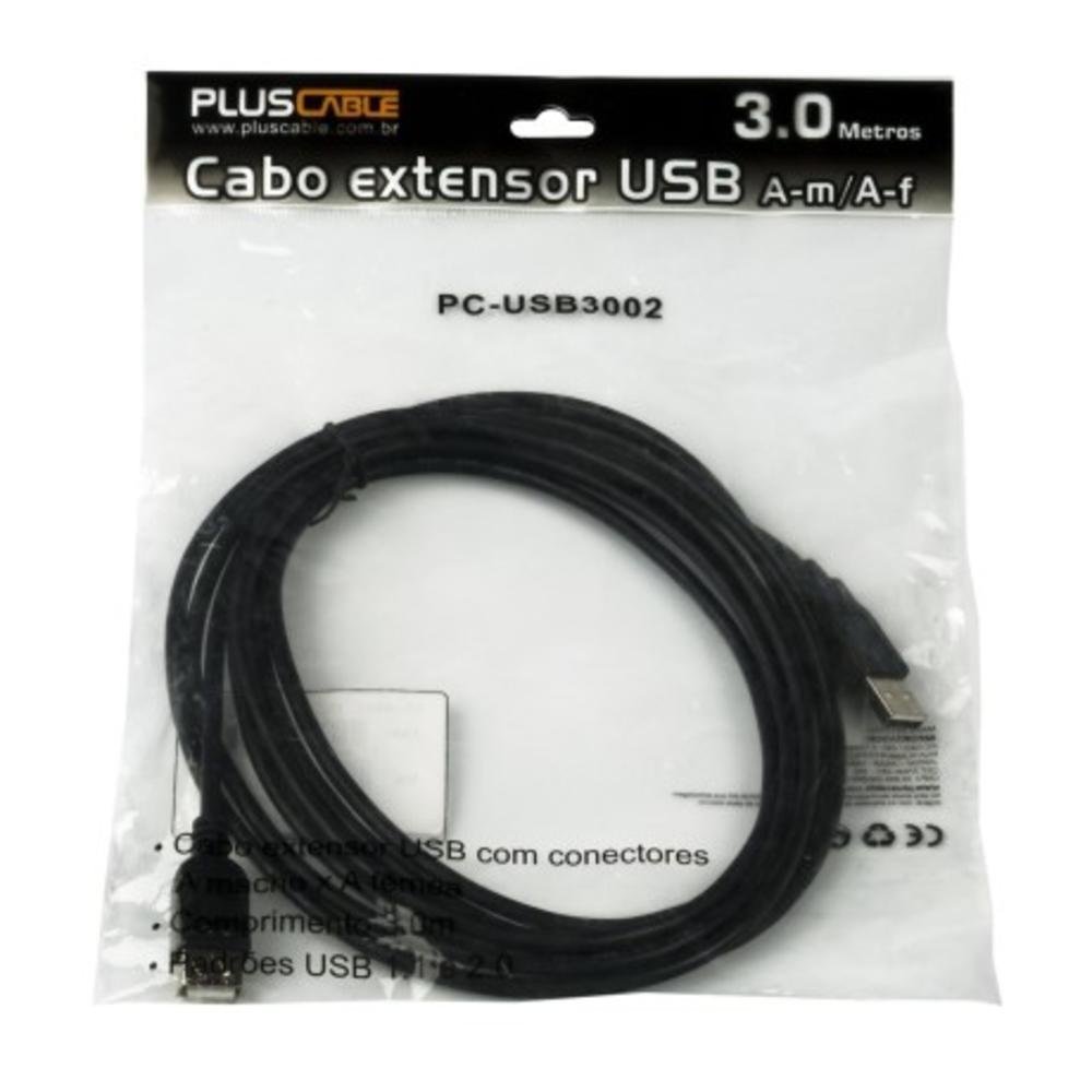 Imagem 3 de 3 do produto Cabo Extensor Usb 2.0 3 Metros A-m/a-f Plus Cable Pc-usb3002
