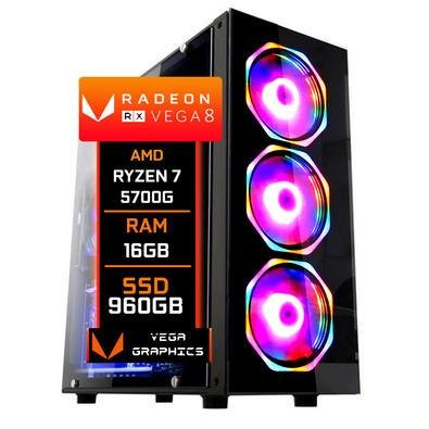 Pc Gamer Completo amd Ryzen 7 5700G, Gráficos Radeon vega 8, 16GB DDR4, ssd  NVMe 512GB, Fonte 600W 80 Plus, Monitor 24 75Hz, Skill rgb - SR-024 em  Promoção na Americanas