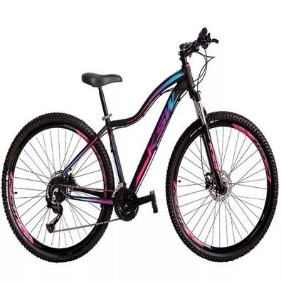 Bicicleta Aro 29 Ksw 21 Vel Shimano Freio Hidraulico/trava Cor: preto/rosa  E Azul tamanho Do Quadro:17 - 17 | KaBuM!