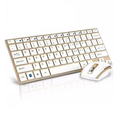 Kit Xtrad com Teclado e Mouse Wireless, Dourado,  Sem Fio Ultra Slim Hk-3910