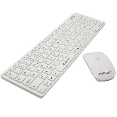 Kit Teclado E Mouse Slim Sem Fio Exbom Bk-s1100, Wireless, Branco