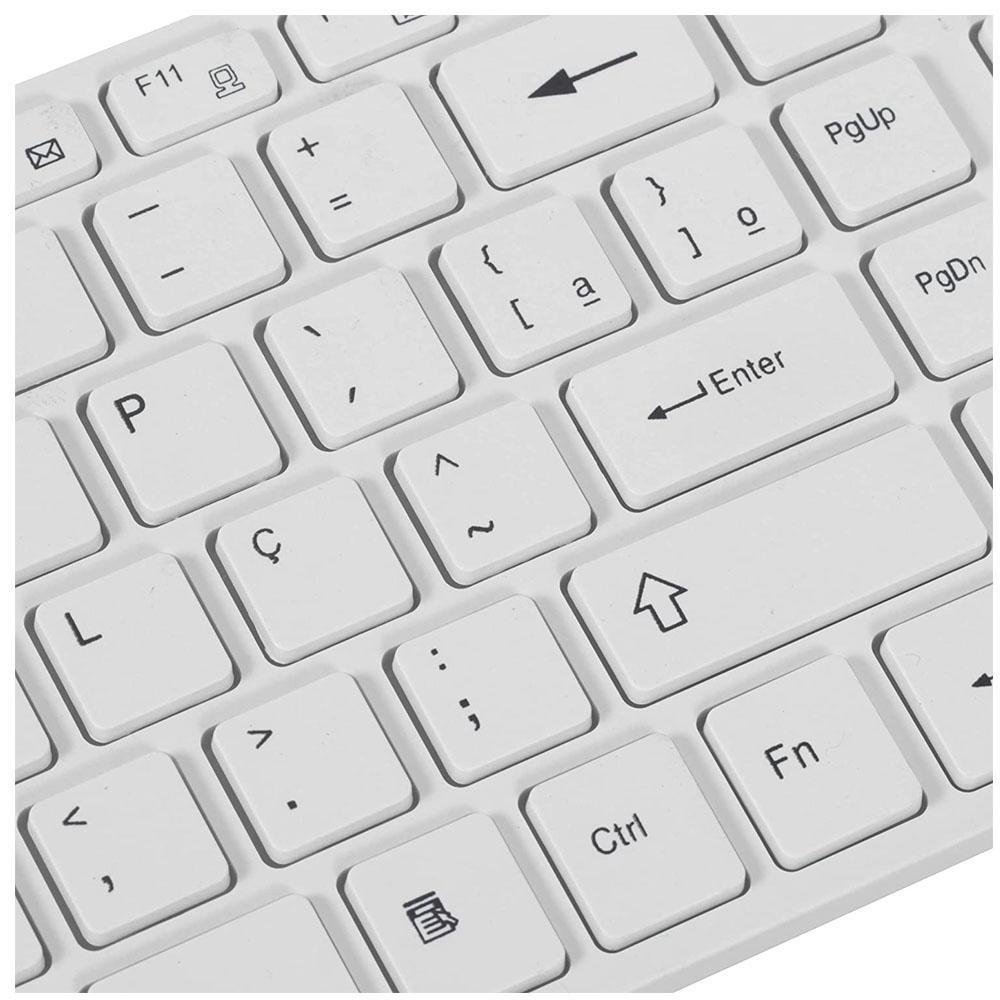 Imagem 3 de 5 do produto Kit Teclado E Mouse Slim Sem Fio Exbom Bk-s1100, Wireless, Branco