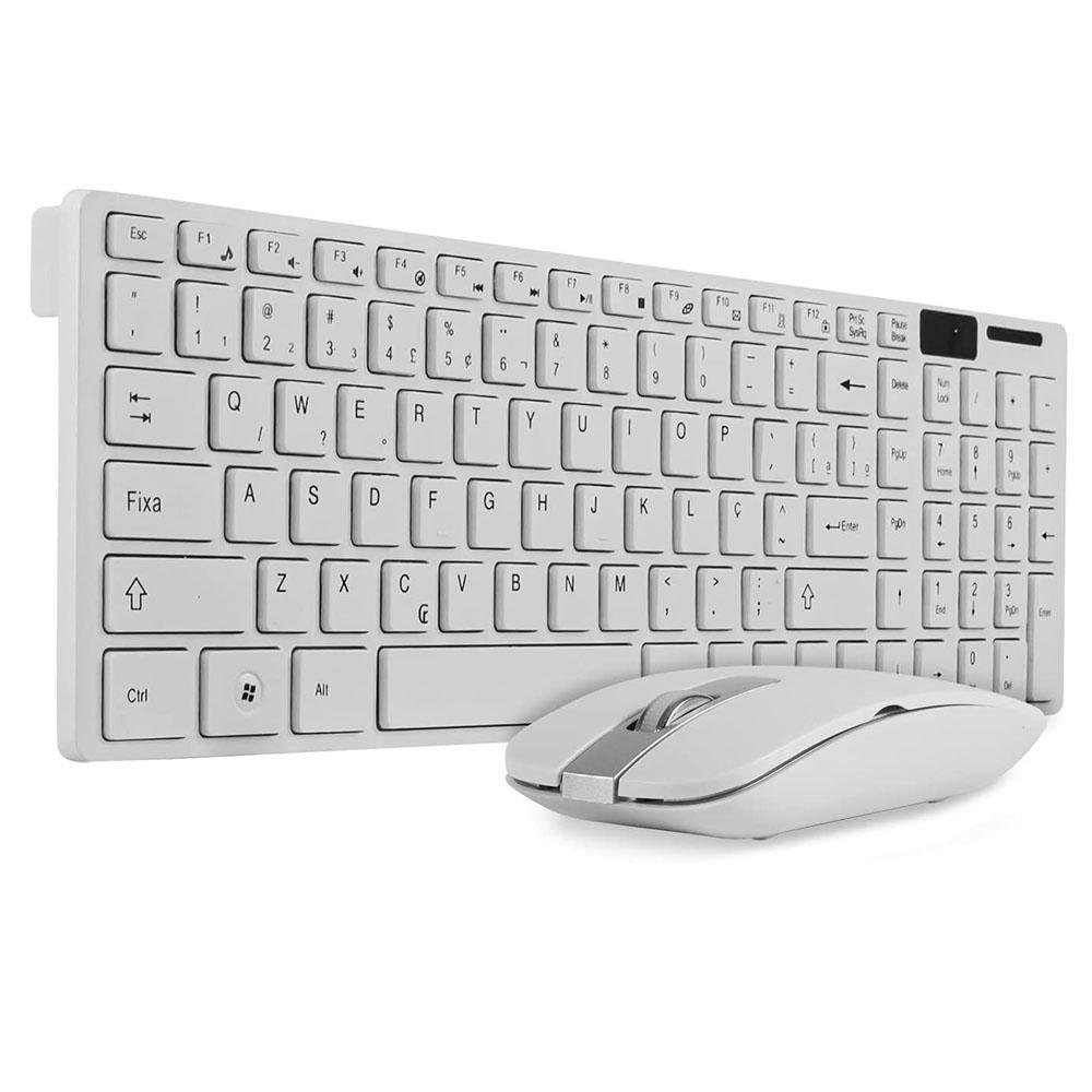 Imagem 4 de 5 do produto Kit Teclado E Mouse Slim Sem Fio Exbom Bk-s1100, Wireless, Branco