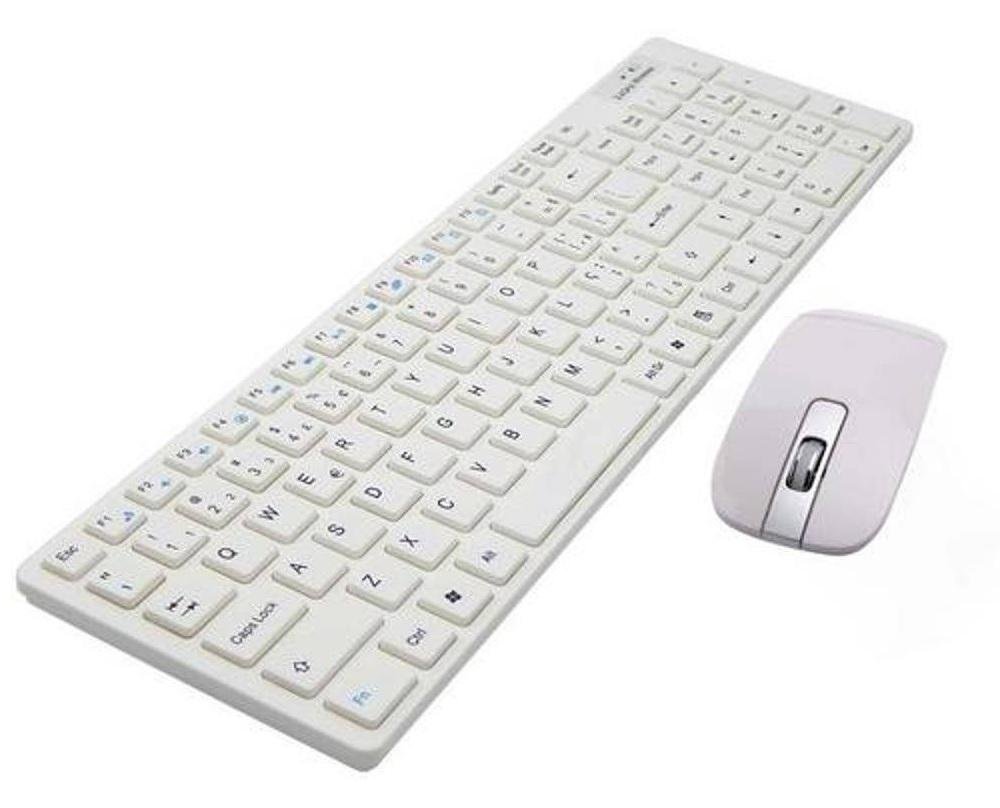 Teclado E Mouse Sem Fio Exbom Slim, Wireless, Compatível com Qualquer Sistema Operacional, Branco