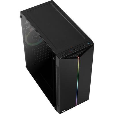 Split é um gabinete Mid Tower com design RGB elegante no painel frontal e com a lateral em acrílico.As aberturas de ventilação na parte frontal e nas