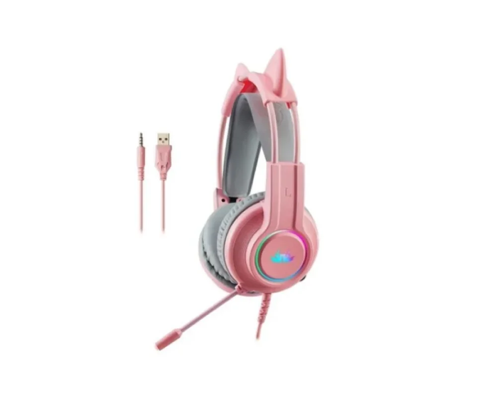 Imagem 5 de 5 do produto Headset Com Fio KNUP Kp-ga04 Gamer Com Microfone E Led P3/p2, Rosa