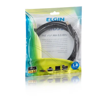Cabo Usb 2.0 Am-bm Para Impressoras 1,8m Preto 1 Un Elgin