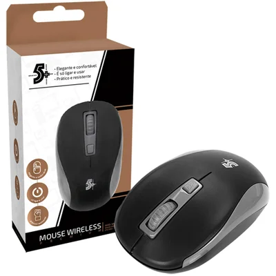 Mouse Sem Fio 5+ Mw-1000 Office Premium, 1600 DPI, 2.4GHz, Preto - 015-0060