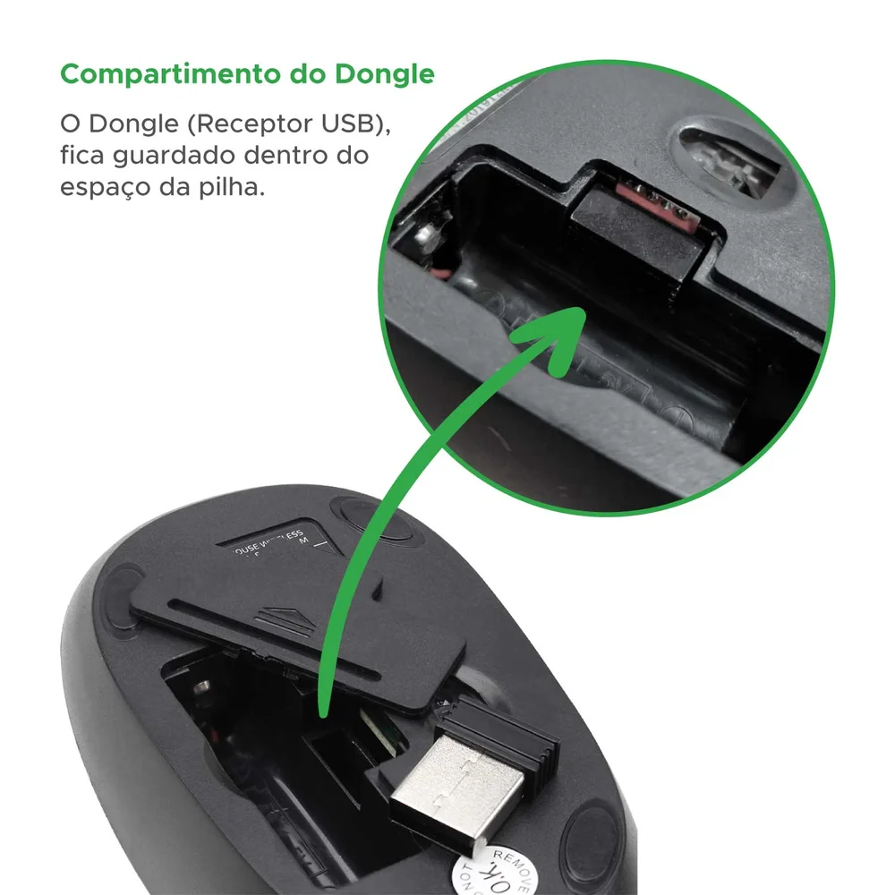 Imagem 4 de 5 do produto Mouse Sem Fio 5+ Mw-1000 Office Premium, 1600 DPI, 2.4GHz, Preto - 015-0060