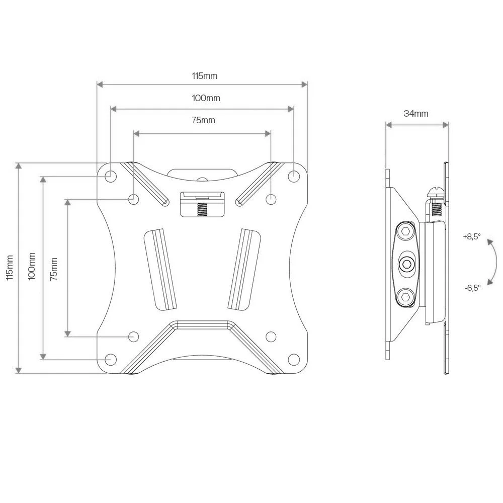 Imagem 3 de 5 do produto Suporte Para Monitor Central Suportes Inclinável De Parede 15 A 34 Ctm100