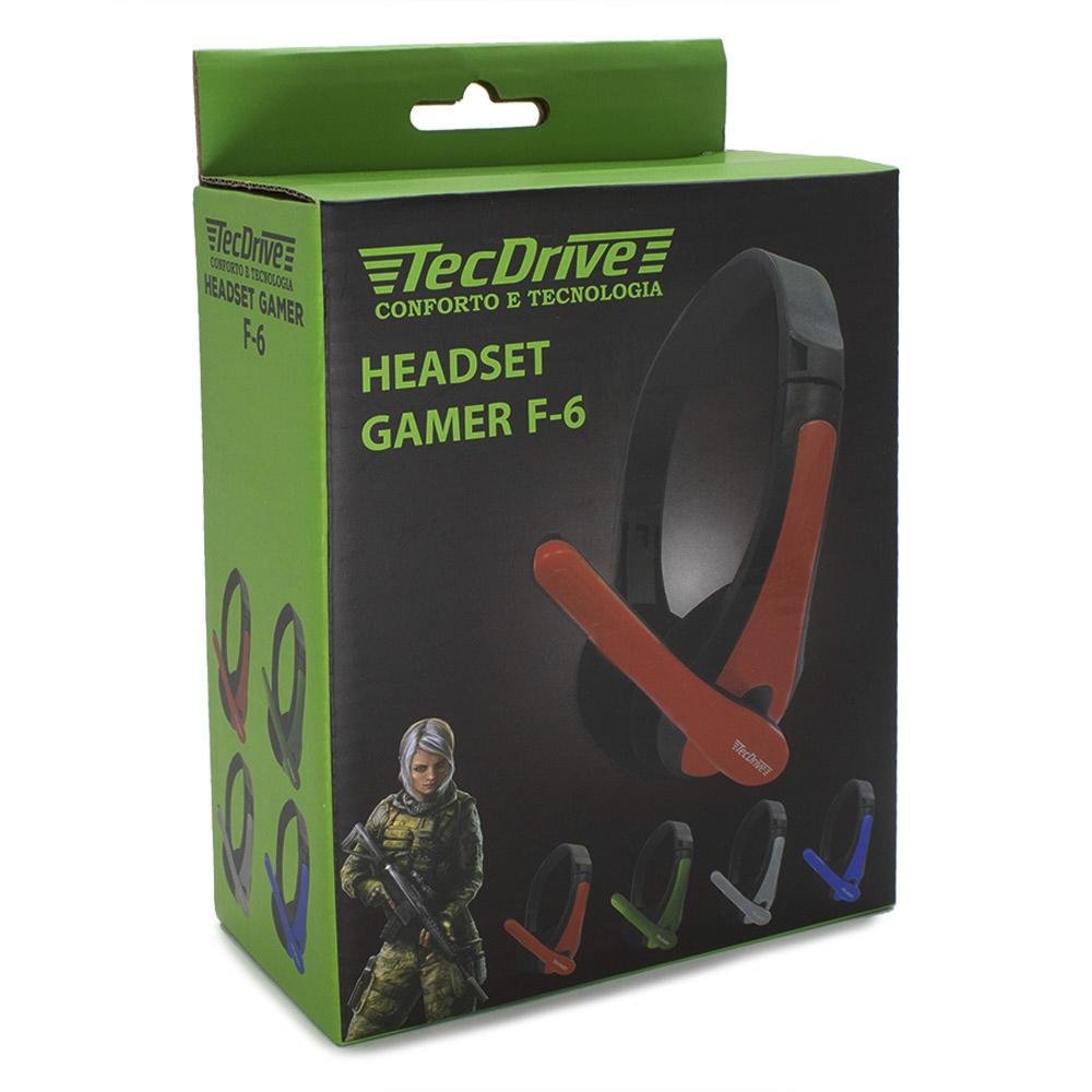 Imagem 2 de 4 do produto Headset Gamer Tecdrive F-6, Cabo de 1.5m, P2, Preto e Vermelho