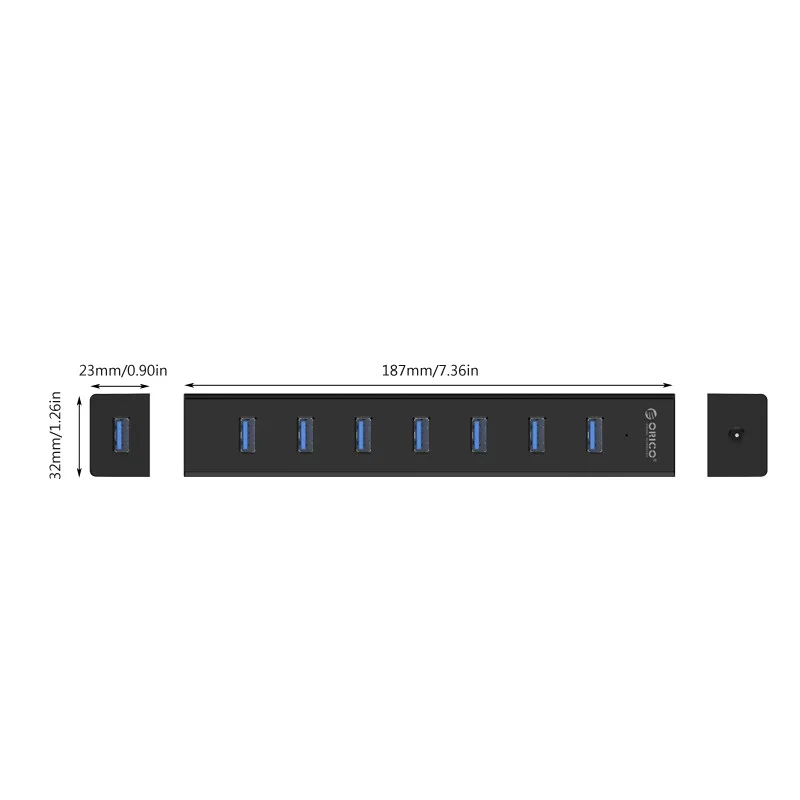 Imagem 3 de 4 do produto HUB Orico USB 3.0, Com Fonte, 7 Portas, Preto - H7013-U3-AD