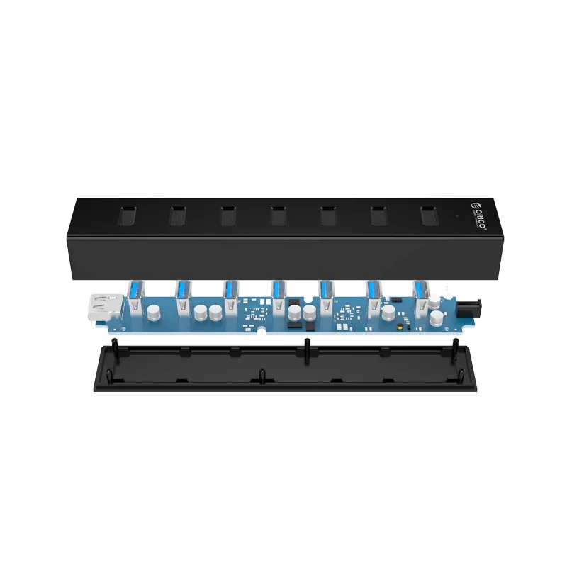 Imagem 4 de 4 do produto HUB Orico USB 3.0, Com Fonte, 7 Portas, Preto - H7013-U3-AD