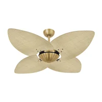 Ventilador De Teto Kovalski Dourado Office 4 Pás Palmae Natural 220v
