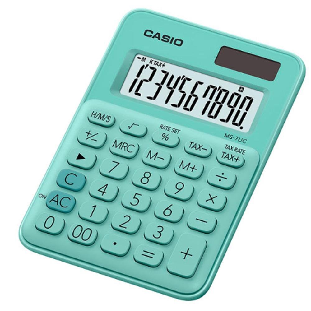 Calculadora Casio De Mesa 10 Dígitos Ms-7uc-gn - Verde