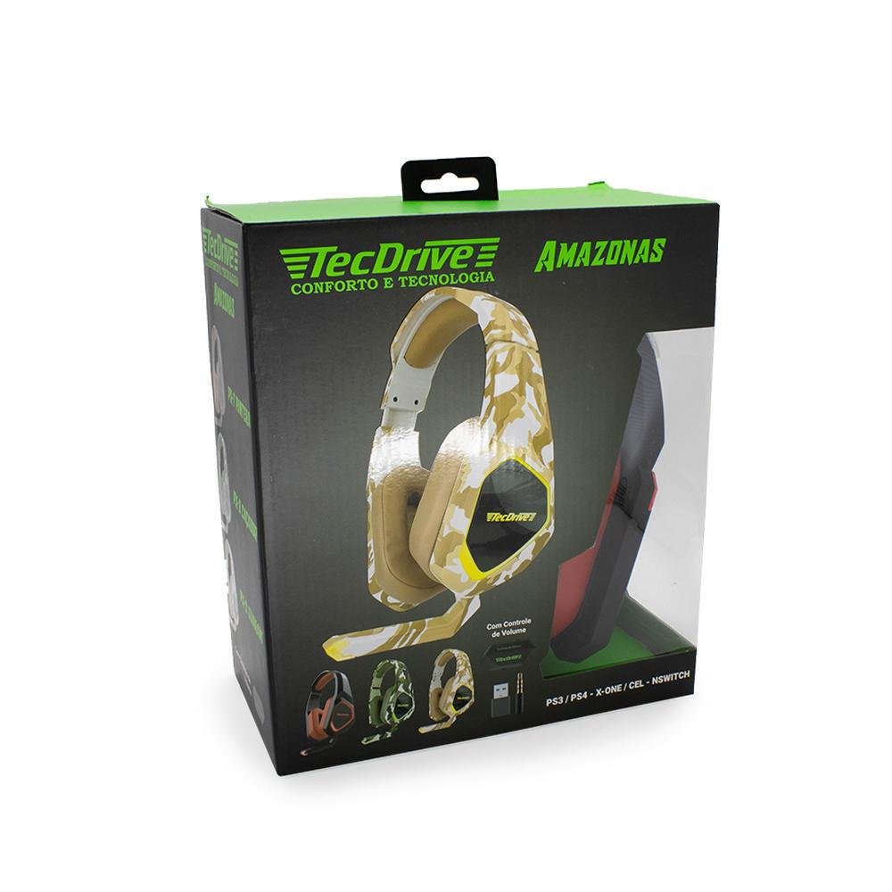 Imagem 2 de 4 do produto Headset Gamer Tecdrive Px-9 Amazonas, Driver 40mm, P3 E USB, Guarani