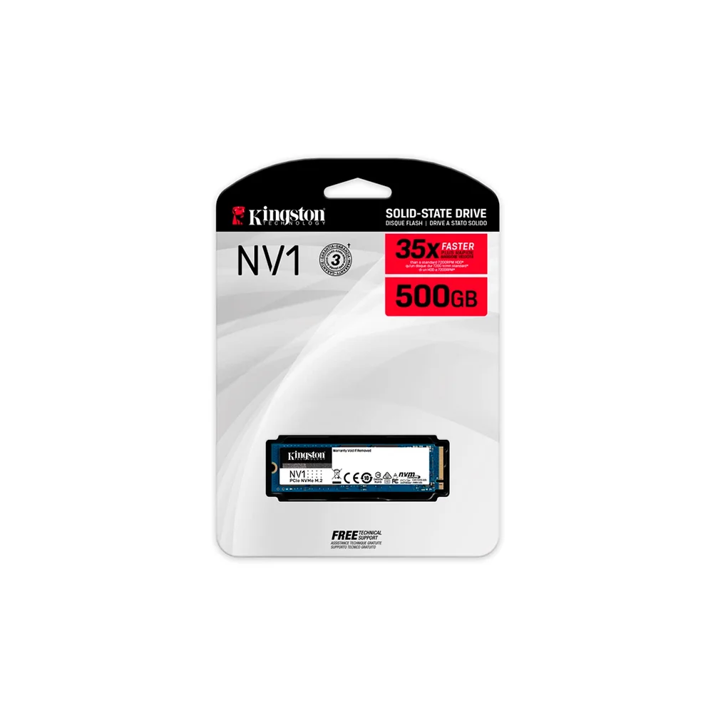 SSD Kingston Nv1 500gb m.2 2280, Nvme, Leitura: 2100mb/s e Gravação: 1700mb/s - SNVS/500G