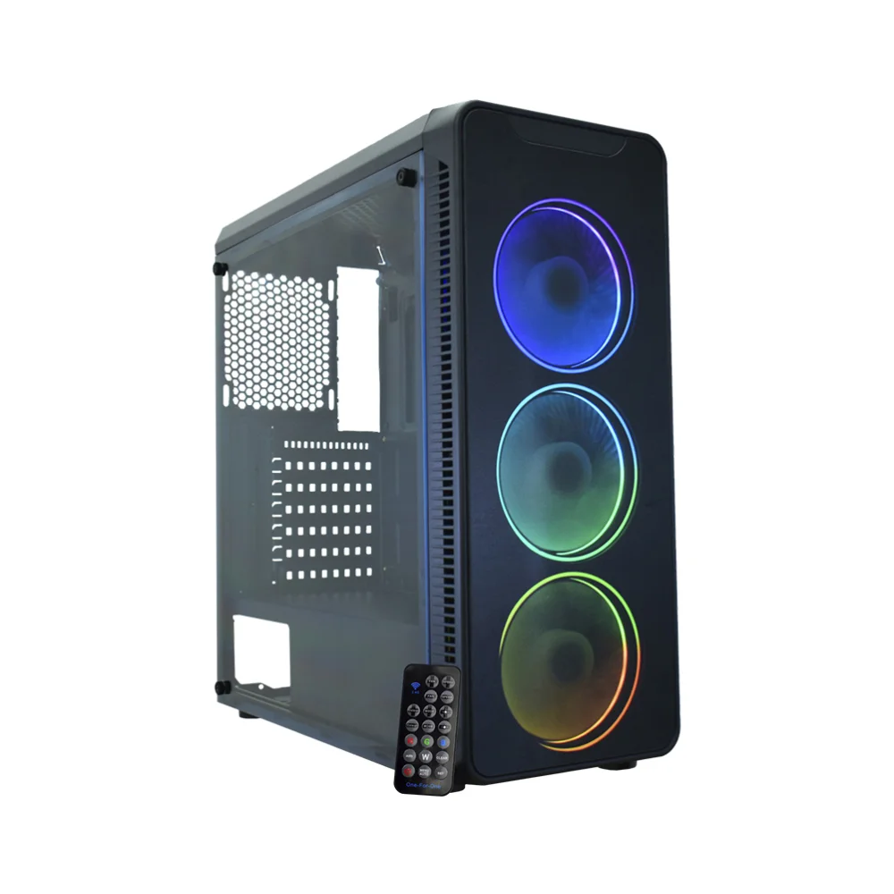 Gabinete Gamer K-Mex CG-A2G8 Infinity Streamer III, USB 2.0 E 3.0, Com 3 Fans Frontais ARGB, Sem Fonte - Preto