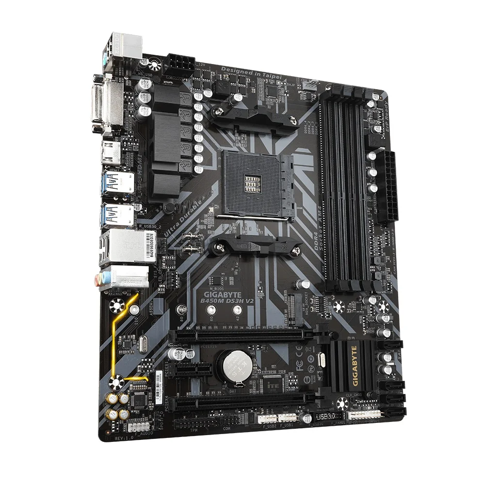 Placa-Mãe Gigabyte B450M DS3H V2, AMD AM4, mATX, DDR4, HDMI
