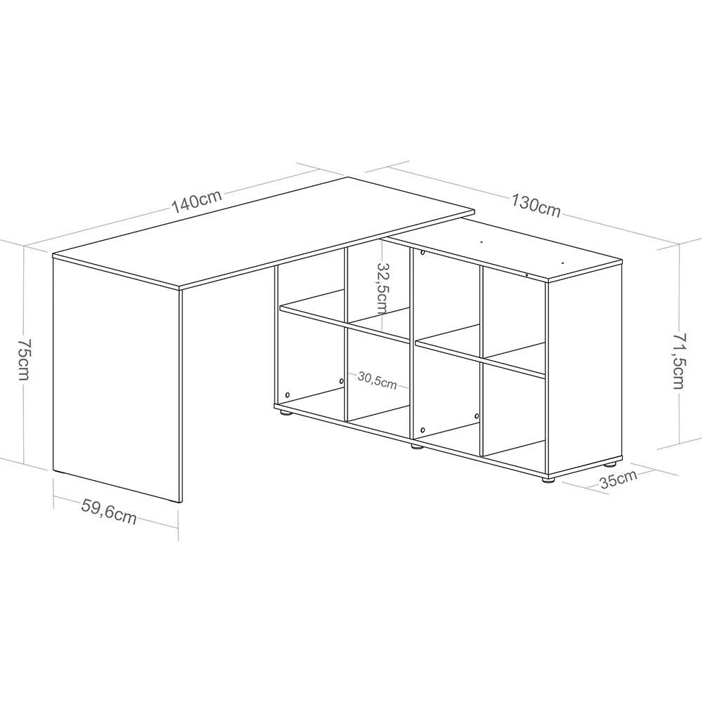 Imagem 4 de 5 do produto Mesa Em L Com 8 Nichos Nero Artany