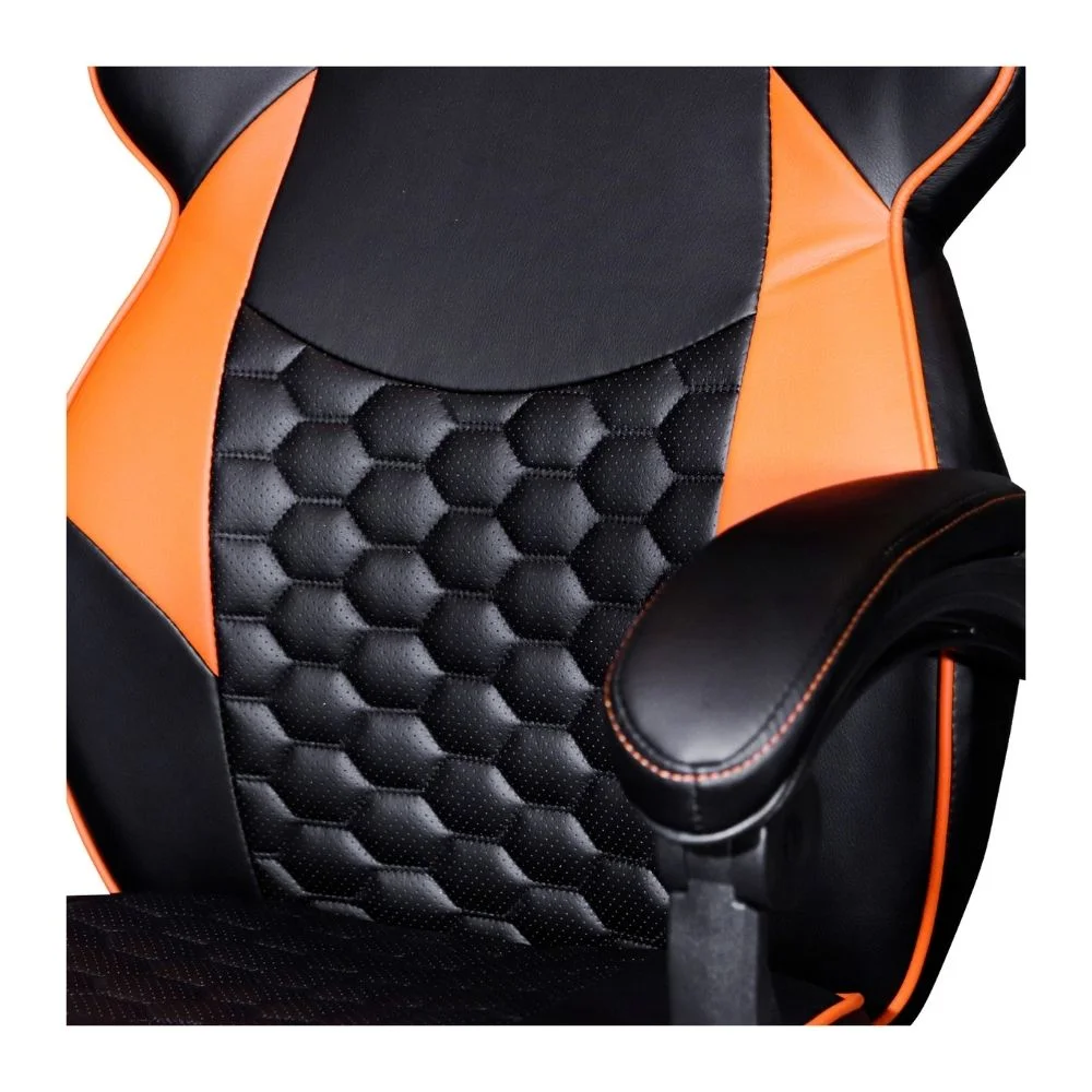 Imagem 3 de 5 do produto Cadeira Gamer Gc301, Tecido Em Couro Sintético, 120kg, Preto e Laranja