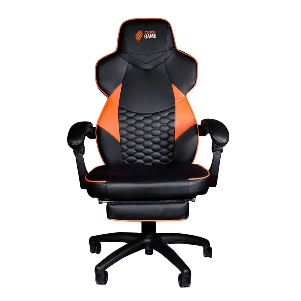 Imagem 4 de 5 do produto Cadeira Gamer Gc301, Tecido Em Couro Sintético, 120kg, Preto e Laranja