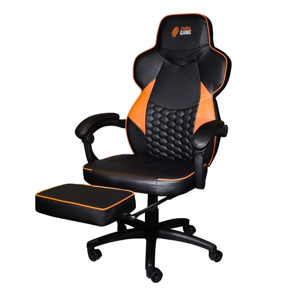 Imagem 5 de 5 do produto Cadeira Gamer Gc301, Tecido Em Couro Sintético, 120kg, Preto e Laranja