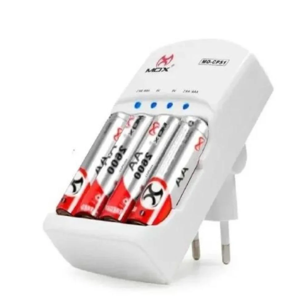 Imagem 2 de 5 do produto Carregador De Pilhas Mox Cp 51 Aa/aaa/9v Com Pilhas Aa