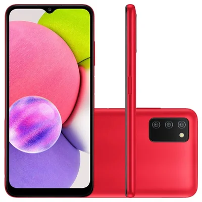Smartphone Samsung Galaxy A03S, 64GB, 4GB RAM, Octa Core, Câmera Tripla 13MP + Selfie 5MP, Tela de 6.5 - Vermelho