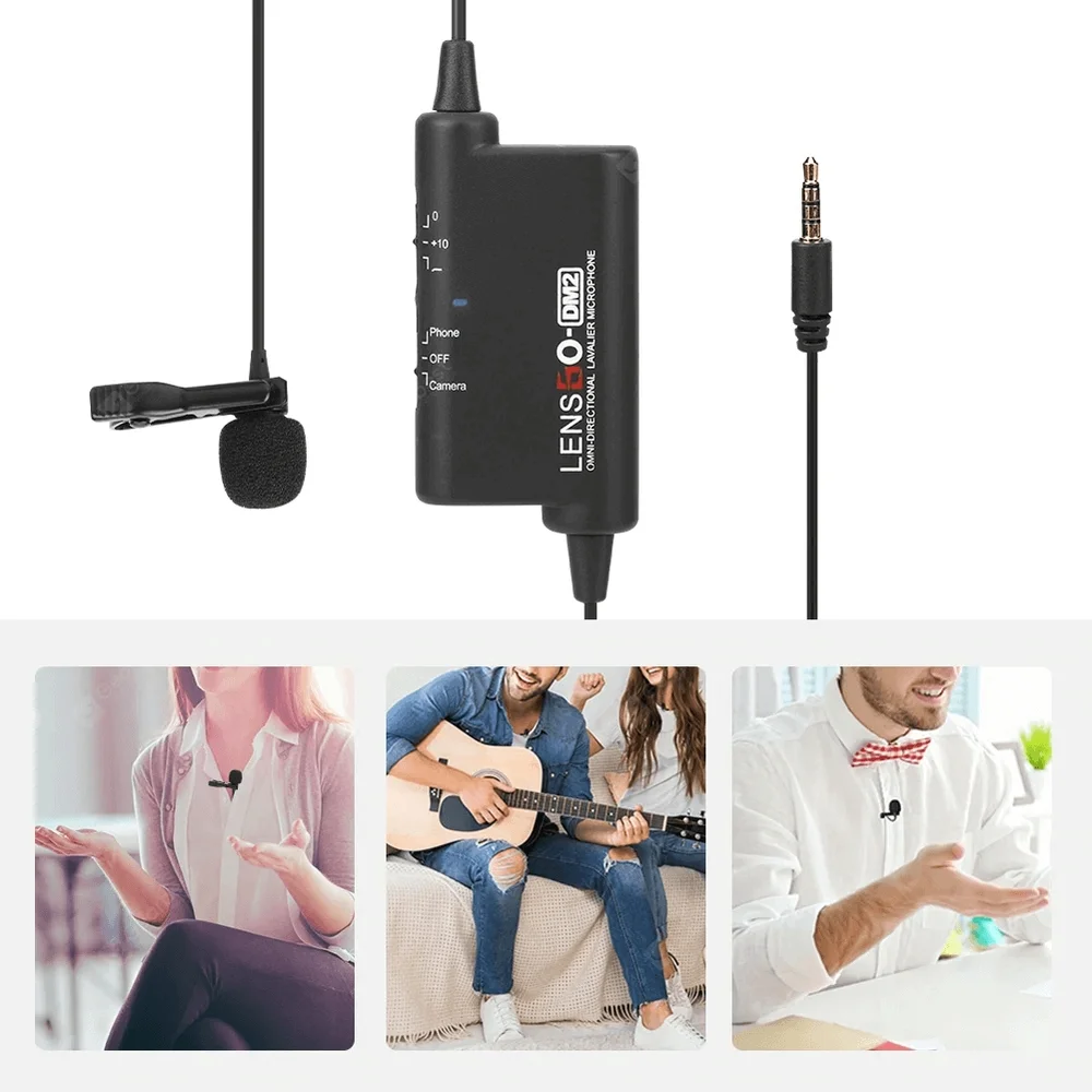 Imagem 4 de 5 do produto Microfone Lapela Universal Lensgo Dm2, Estúdio E Entrevista, Para Smartphones E Câmeras