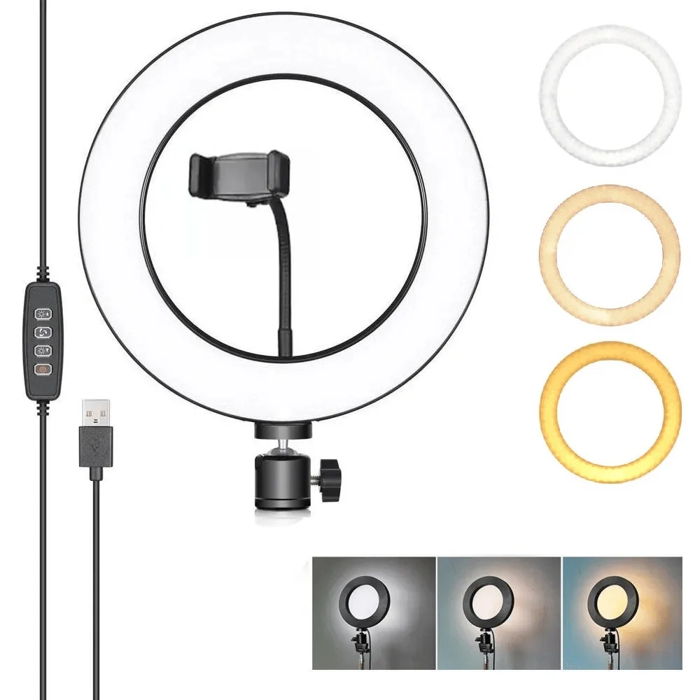Imagem 2 de 5 do produto Ring Light De Mesa Com Suporte Para Celular, LED 320B, 30Cm Diâmetro, 20W,  Iluminador Circular 12 Polegadas