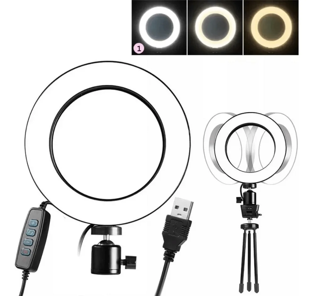 Imagem 3 de 5 do produto Ring Light de Mesa, com Tripé, Fy Circular Ring Light, Diâmetro de 16Cm