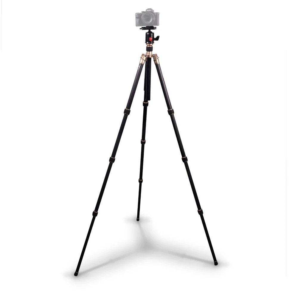 Tripé Kingjoy Cc-258 Fibra De Carbono Com Cabeça Ball Head Até 10kg (dourado)