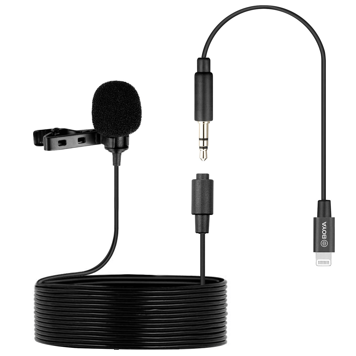 Microfone Lapela Boya By-m2, Para Smartphones E Tablets IOS, Lightning
