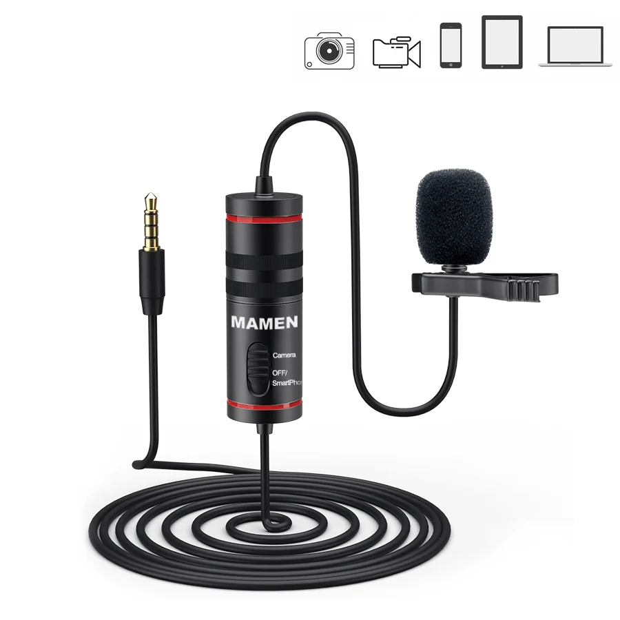 Imagem 3 de 5 do produto Microfone De Lapela Mamen Profissional KM-D1, Para Smartphones, Câmeras E Notebooks