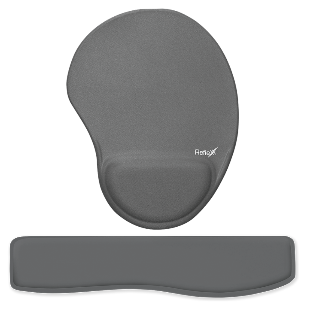 Kit  Reflex Ergonômico, Mouse Pad e Apoio De Pulso Para Teclado, Cinza