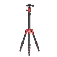 Tripé Com Cabeça Esférica Ball Head Kingjoy, Vermelho Fibra De Carbono, Para Até 10kg - C1229B-QF00T