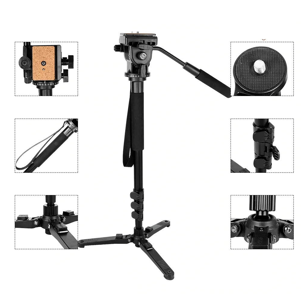 Imagem 3 de 5 do produto Monopé Para Vídeo Kingjoy Com Cabeça Semi Hidráulica Fluida Para 5kg - Mp1008f