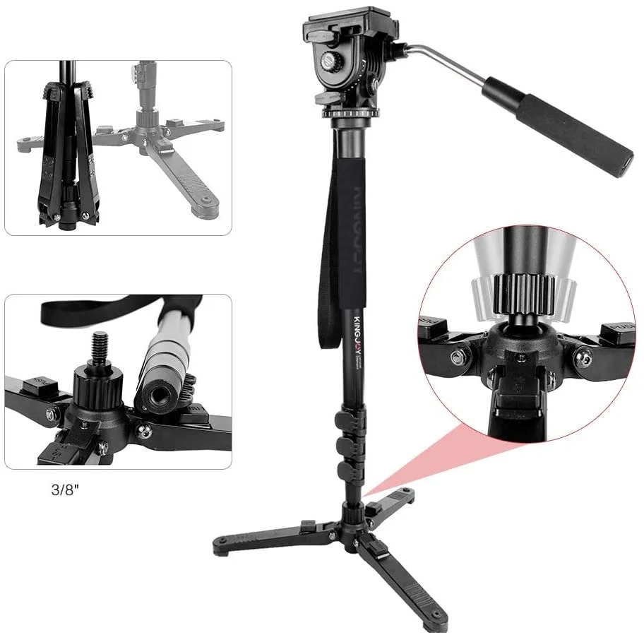 Imagem 4 de 5 do produto Monopé Para Vídeo Kingjoy Com Cabeça Semi Hidráulica Fluida Para 5kg - Mp1008f
