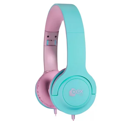 Headset Infantil Sugar 40mm Dobrável E Acolchoado Hs317 Rosa E Verde - Oex