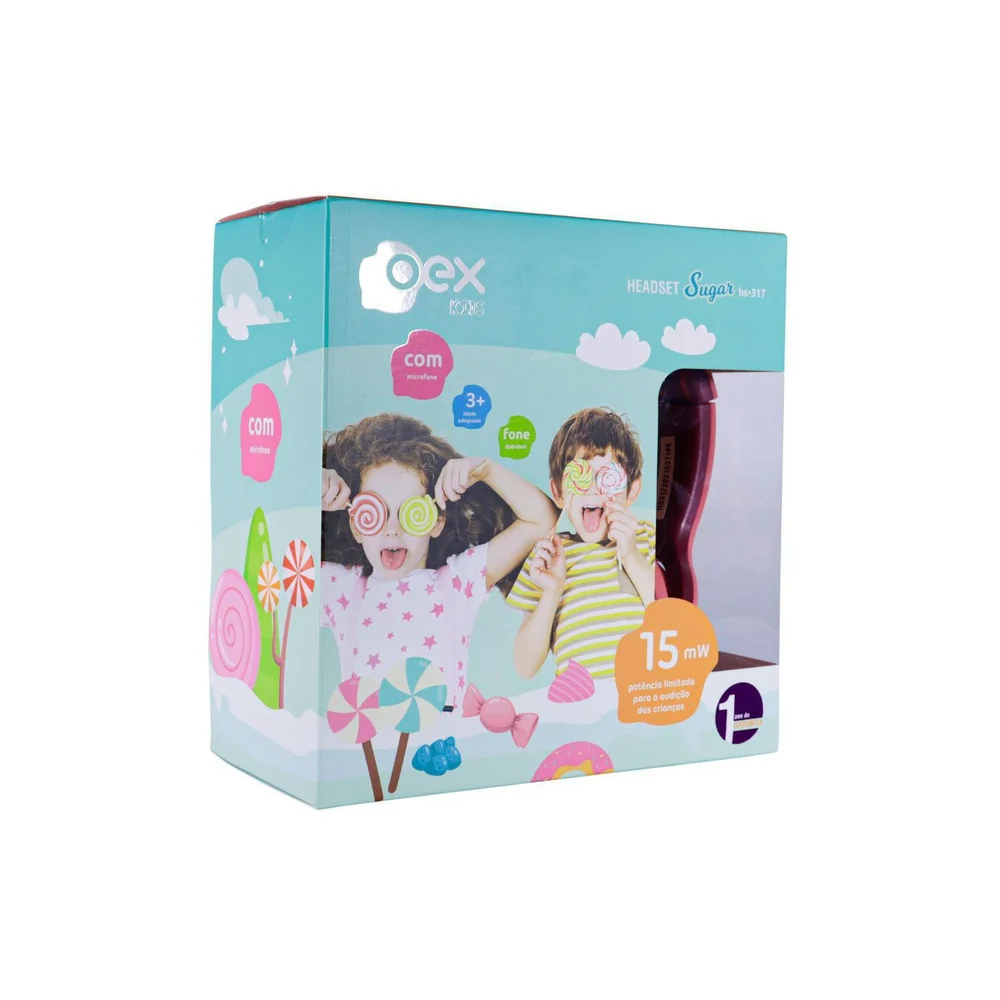 Imagem 4 de 4 do produto Headset Kids Oex Kids Hs317 Sugar Dobrável Rosa E Cereja