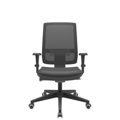 Cadeira Diretor Brizza Tela - Autocompensador Slider - Base Piramidal - Braços 3d Pp - Plaxmetal - Preto