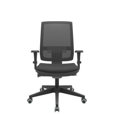 Cadeira Diretor Brizza Tela - Autocompensador Slider - Base Piramidal - Braços 3d Pp - Plaxmetal - Preto