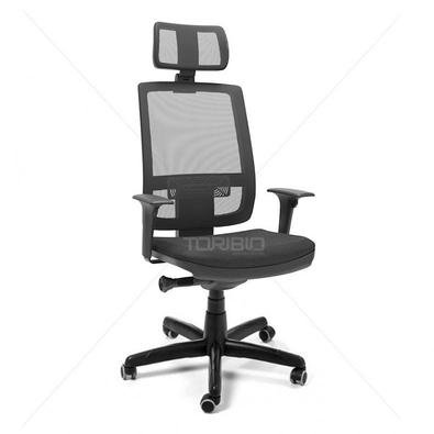 Cadeira Office Plaxmetal Presidente Brizza, até 120kg, Autocompensador Slider, Base Standard, Braços 3D PP, Tela, Preto