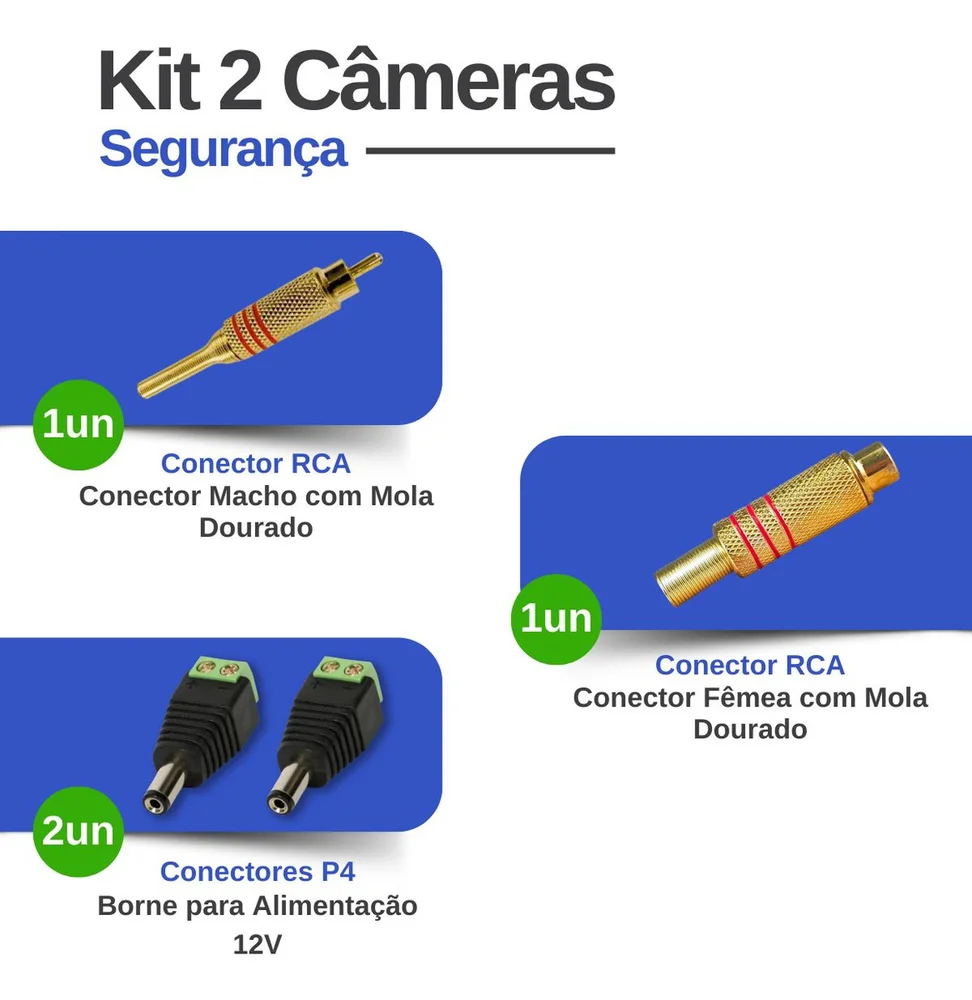 Imagem 3 de 5 do produto Kit 02 Câmeras Infra Bullet, Tela Monitor 7 Polegadas Lcd Colorido  e Acessórios