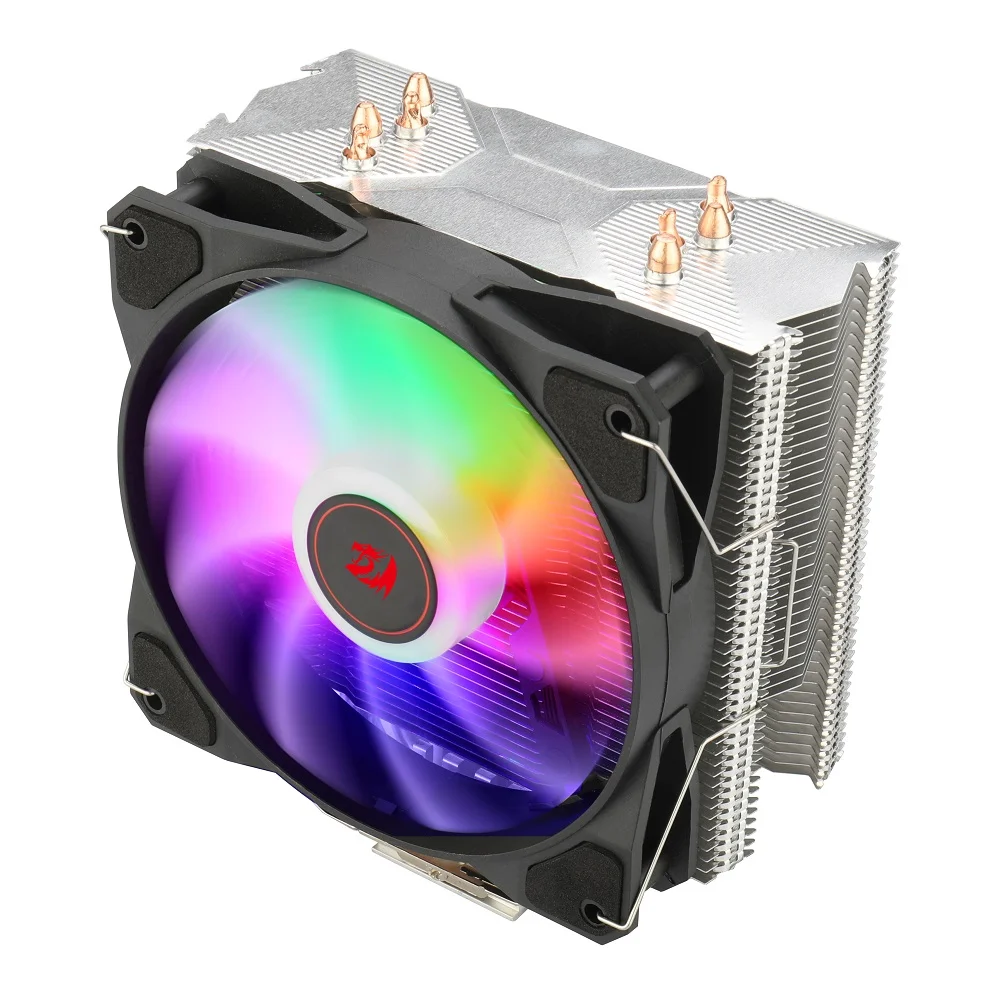 Imagem 5 de 5 do produto Cooler Para Processador Redragon TYR, LED Rainbown, Intel e AMD, 120mm, PWM, FAN, 4 Heat Pipes, TDP 130W - CC-9104