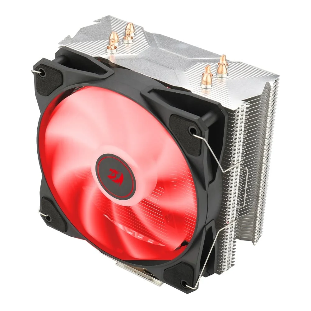 Imagem 2 de 5 do produto Cooler Para Processador Redragon TYR, LED Vermelho, Intel e AMD, 120mm, PWM, FAN, 4 Heat Pipes, TDP 130W - CC-9104R